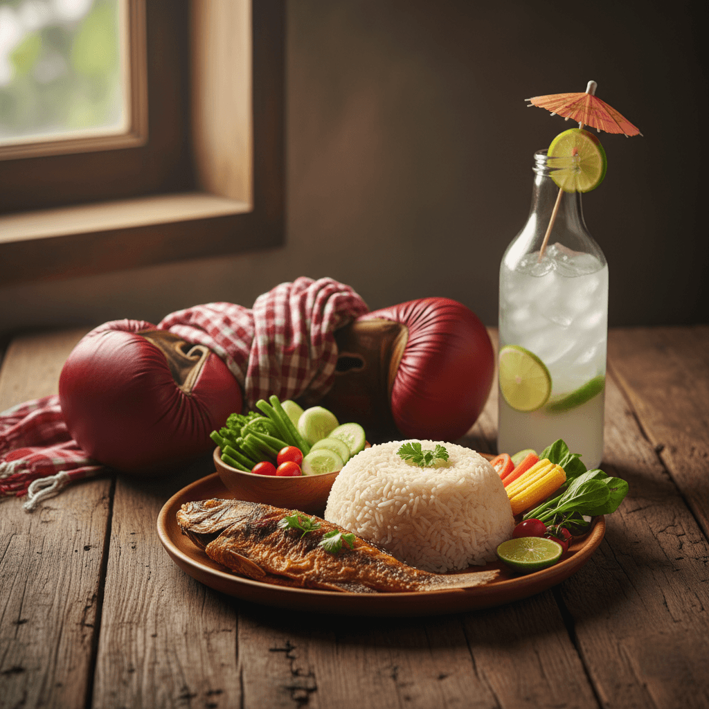 Traditional Cambodian fighter's meal